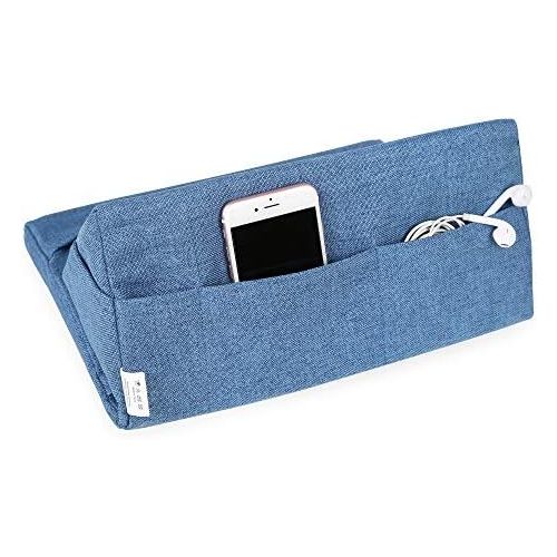  [아마존베스트]Edaygo Tablet Holder Cushion Stand Reading Cushion for Tablets E-Readers Smartphones Books Polyester Blue 31 x 16 x 24 cm (W x H x D)