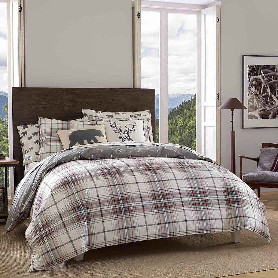  Eddie Bauer Alder Plaid Reversible Comforter Set