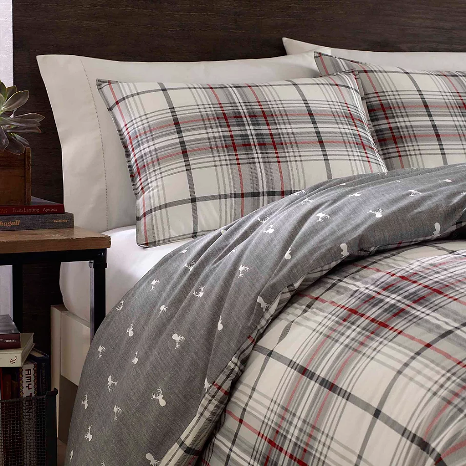  Eddie Bauer Alder Plaid Reversible Comforter Set