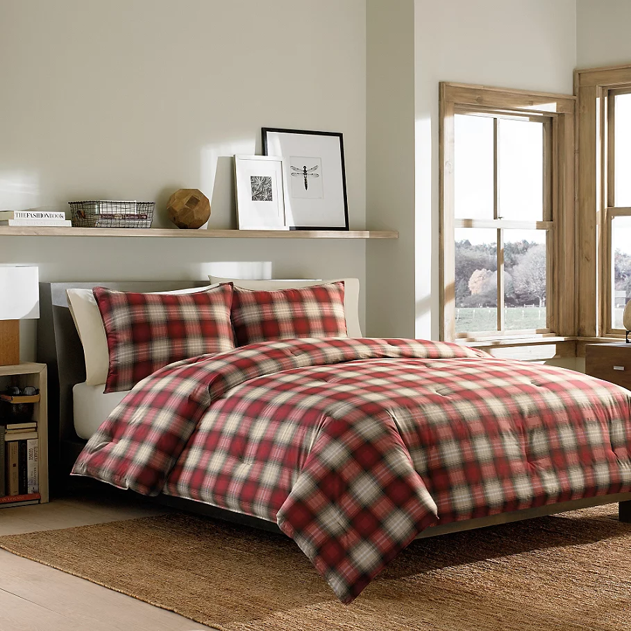 Eddie Bauer Navigation Plaid Comforter Set in Red