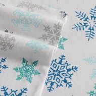 Eddie Bauer Tossed Snowflake Flannel Sheet Set, King, Blue