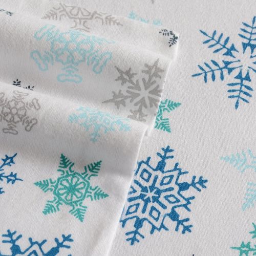  Eddie Bauer Tossed Snowflake Flannel Sheet Set, King, Blue