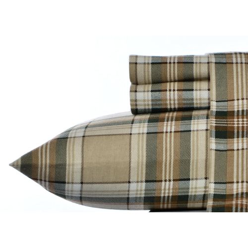  Eddie Bauer Flannel Sheet Set, Twin, Edgewood Plaid