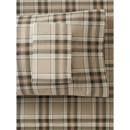  Eddie Bauer Flannel Sheet Set, Twin, Edgewood Plaid