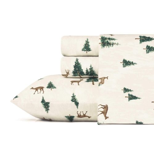  Eddie Bauer Deer Hollow Flannel Sheet Set, Twin, Beige