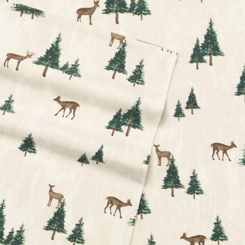  Eddie Bauer Deer Hollow Flannel Sheet Set, Twin, Beige