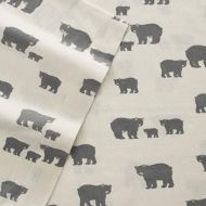 Eddie Bauer Bear Family Twin Flannel Sheet Set, Gray
