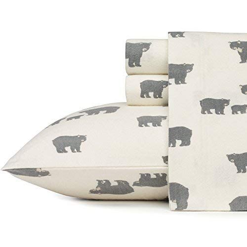  Eddie Bauer Bear Family Twin Flannel Sheet Set, Gray