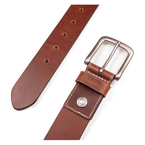  Eddie Bauer Men's Casual Leather Belt with Metal Buckle