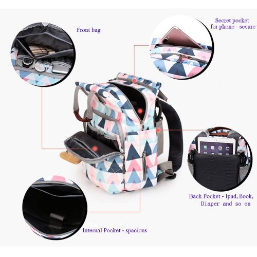  Edenshow Baby Kids Diaper Bag Backpack with Nappy Changing Pad for Mum, Travelling Bag, Waterproof Large Capacity, Stroller Straps, Maternity Nappy Bag