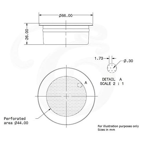  EDESIA ESPRESS - Sieb-Einsatz fuer DALLA CORTE - Ersatz fuer Siebtrager - 14 g (2 Tassen)