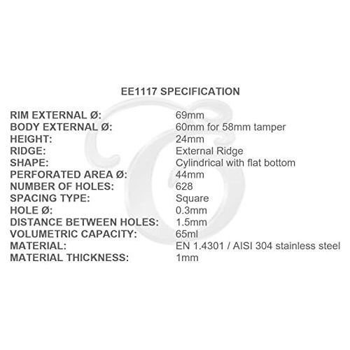  EDESIA ESPRESS - Sieb-Einsatz fuer WEGA 58mm - Ersatz fuer Siebtrager - 14 g (2 Tassen)