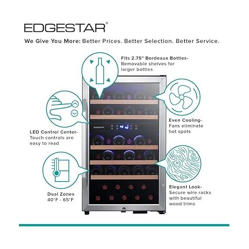  EdgeStar CWF380DZ 19 Inch Wide 38 Bottle Wine Cooler