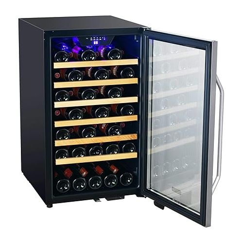  EdgeStar CWF440SZ 20 Inch Wide 44 Bottle Capacity Free Standing Wine Cooler with Reversible Door and LED Lighting