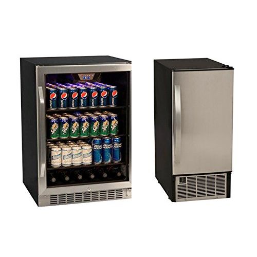  [아마존베스트]Edgestar 148 Can Stainless Steel Beverage Cooler & 45lb Stainless Steel Clear Icemaker