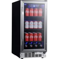 EdgeStar CBR902SG 15 Inch Wide 80 Can Built-In Beverage Cooler with Blue LED Lighting