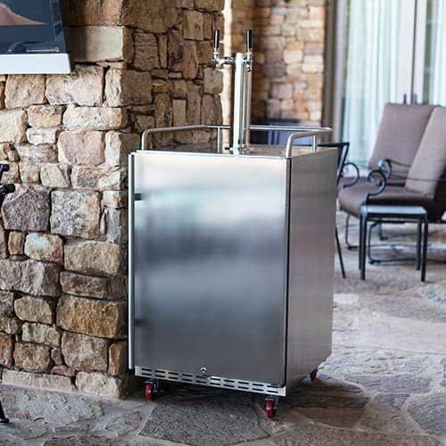  EdgeStar KC7000SSODTWIN Full Size Tower Cooled Dual Tap Built-in Outdoor Kegerator - Stainless Steel