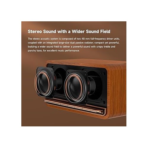  Edifier MP230 Portable Bluetooth Speaker, Wireless Speaker with Stereo Sound for Outdoor Travel, 9-Hour Playtime, Supports USB Soundcard/Micro SD, 20W RMS - Classic Wooden