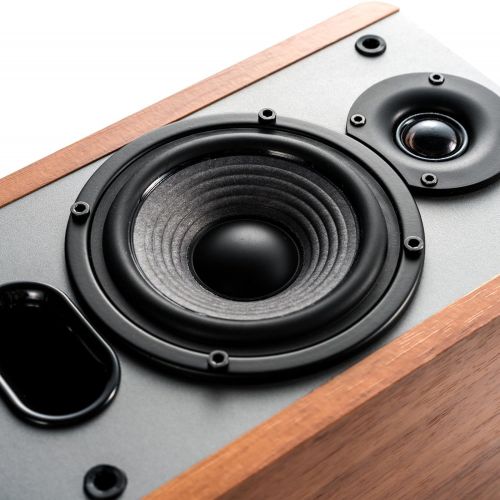  Edifier P12 Passive Bookshelf Speakers - 2-Way Speakers with Built-in Wall-Mount Bracket - Wood Color, Pair