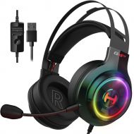 Edifier G4 TE Gaming Headset for PC, PS4, 7.1 Surround Sound Gaming Headphones with Noise Canceling Microphone, USB Over-Ear Headphone Wired with RGB Light, 50mm Driver for PC Mac,