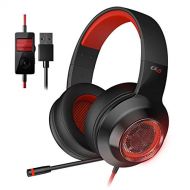 EDIFIER G4 Gaming Headset for PC, PS4, 7.1 Surround Sound Gaming Headphones with Noise Canceling Microphone, Wired USB On-Ear Headphone with Vibration Driver & LED Light for Mac, L