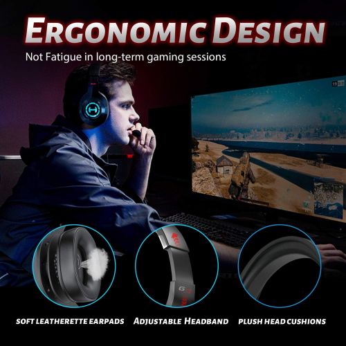  Edifier G2II Gaming Headset for PC PS4 USB Wired Gaming Headphones with 7.1 Surround Sound with Noise Canceling Microphone and RGB Light 50mm Driver Compatible with Mac Desktop PC