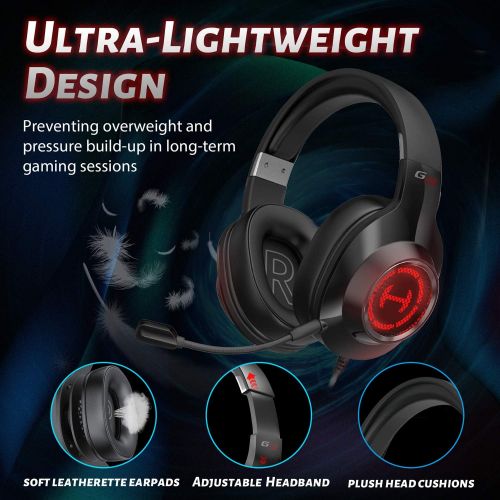  Edifier G2II Gaming Headset for PC PS4 USB Wired Gaming Headphones with 7.1 Surround Sound with Noise Canceling Microphone and RGB Light 50mm Driver Compatible with Mac Desktop PC