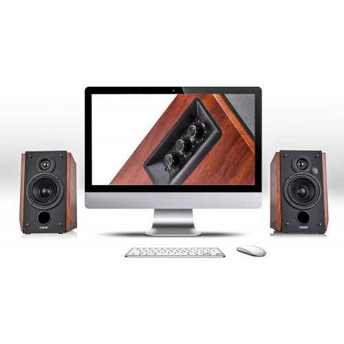  Edifier R1700BT Bluetooth Bookshelf Speakers - Active Near-Field Studio Monitors - Powered Speakers 2.0 Setup Wooden Enclosure - 66w RMS
