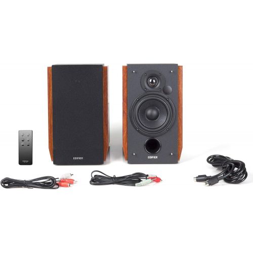  Edifier R1700BT Bluetooth Bookshelf Speakers - Active Near-Field Studio Monitors - Powered Speakers 2.0 Setup Wooden Enclosure - 66w RMS