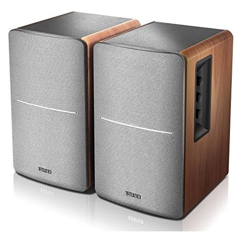  Edifier R1280DB Powered Bluetooth Bookshelf Speakers - Optical Input - Wireless Studio Monitors - 4 Inch Near Field Speaker - 42w RMS - Wood Grain