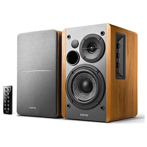  Edifier R1280DB Powered Bluetooth Bookshelf Speakers - Optical Input - Wireless Studio Monitors - 4 Inch Near Field Speaker - 42w RMS - Wood Grain