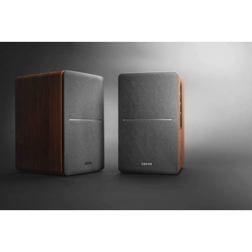  Edifier R1280DB Powered Bluetooth Bookshelf Speakers - Optical Input - Wireless Studio Monitors - 4 Inch Near Field Speaker - 42w RMS - Wood Grain