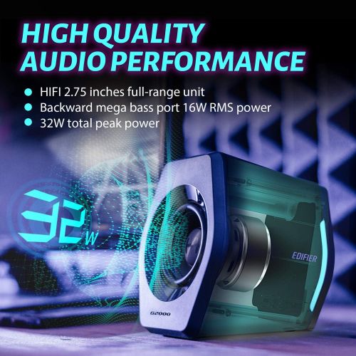  [아마존베스트]Edifier G2000 PC Computer Speakers for Desktop, Gaming, Laptop, Mac,Woofer Speakers Bluetooth, Bass Multimedia Speakers USB with subwoofer, RGB Lights, 3.5mm AUX inputs,Black