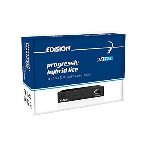  Edision Progressive Hybrid Lite DVB C/T Cable / Terrestrial Receiver for Digital Cable and Terrestrial TV (Full HD, HDMI, USB 2.0, Media player, wireless optional)
