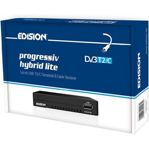  Edision Progressive Hybrid Lite DVB C/T Cable / Terrestrial Receiver for Digital Cable and Terrestrial TV (Full HD, HDMI, USB 2.0, Media player, wireless optional)