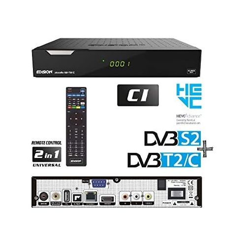  Edision PICCOLLO S2+T2/C Combo Receiver H.265/HEVC (DVB S2, DVB T2, DVB C) CI Full HD USB Black