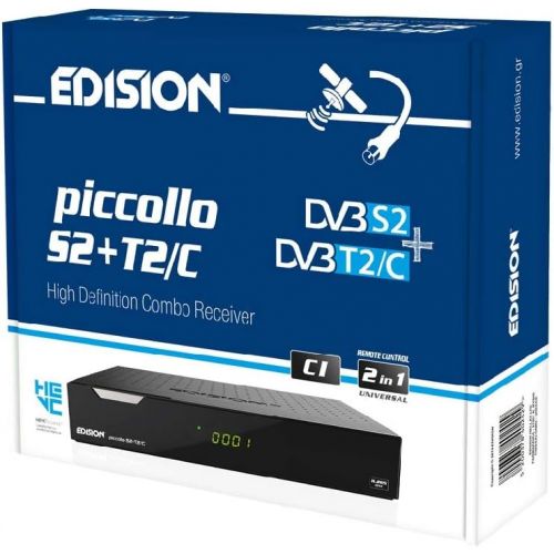  Edision PICCOLLO S2+T2/C Combo Receiver H.265/HEVC (DVB S2, DVB T2, DVB C) CI Full HD USB Black