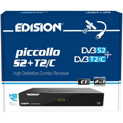  Edision PICCOLLO S2+T2/C Combo Receiver H.265/HEVC (DVB S2, DVB T2, DVB C) CI Full HD USB Black