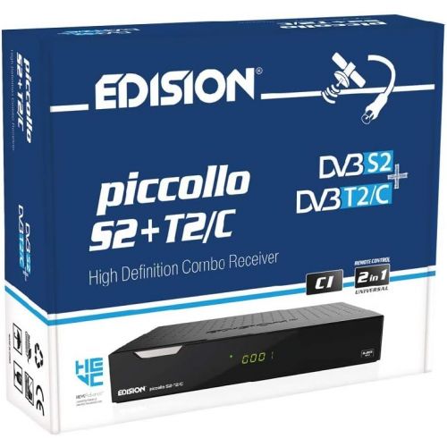  Edision PICCOLLO S2+T2/C Combo Receiver H.265/HEVC (DVB S2, DVB T2, DVB C) CI Full HD USB Black