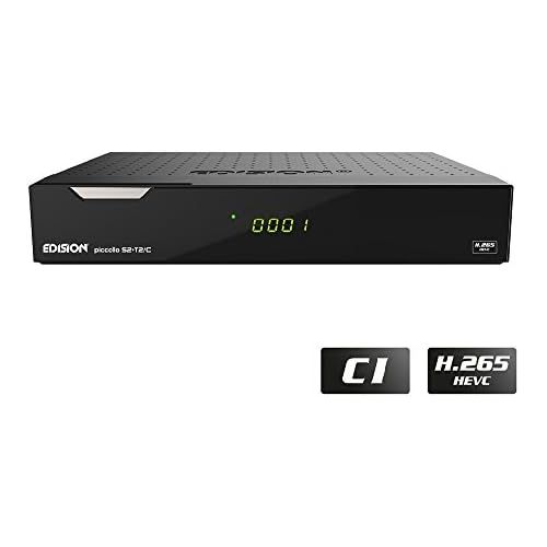  Edision Piccollo S2+T2/C Combo Receiver H.265/HEVC (DVB S2, DVB T2, DVB C) CI Full HD USB Black with HDMI Cable