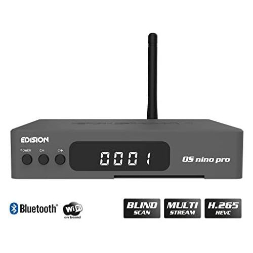  EDISION OS NINO PRO Full HD Linux E2 Combo Receiver H.265/HEVC (1x DVB S2/X, 1x DVB T2/DVB C, Multistream, Blind Scan, WLAN Onboard, Bluetooth Onboard, 2x USB, HDMI, LAN, Linux, Ca