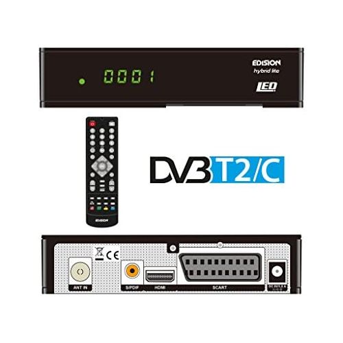  Edision Digital Cable Receiver Progressive Hybrid Lite LED for Cable TV (DVB C, Full HD, HDMI, Scart, USB) Black