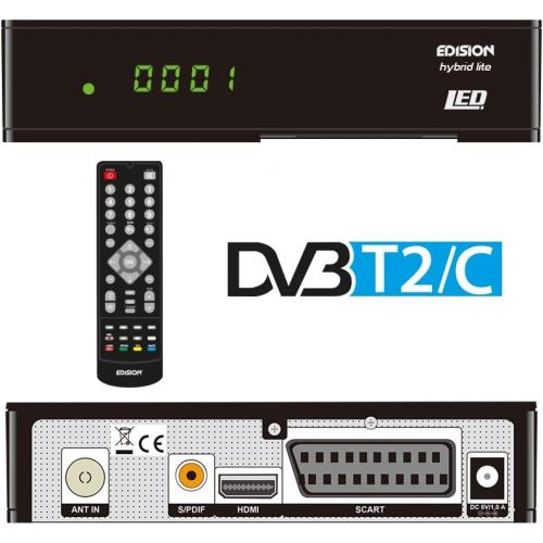  Edision Digital Cable Receiver Progressive Hybrid Lite LED for Cable TV (DVB C, Full HD, HDMI, Scart, USB) Black