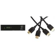Edision OS NINO+ Full HD Linux E2 Combo Receiver H.265/HEVC Black & Amazon Basics High Speed Cable, Ultra HD HDMI 2.0, Supports 3D Formats, with Audio Return Channel, 2 Pack