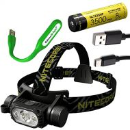 Nitecore HC65 V2 1750 Lumens LED Compact headlamp with NL1835HP Rechargeable Battery and EdisonBright USB Powered LED Reading Light