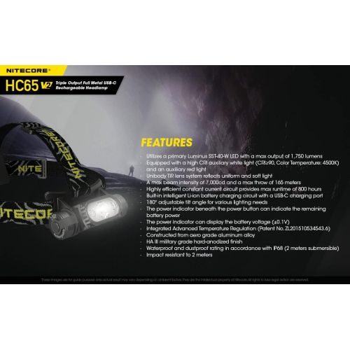  Nitecore HC65 V2 1750 Lumens LED Compact headlamp with NL1835HP Rechargeable Battery and EdisonBright USB Powered LED Reading Light