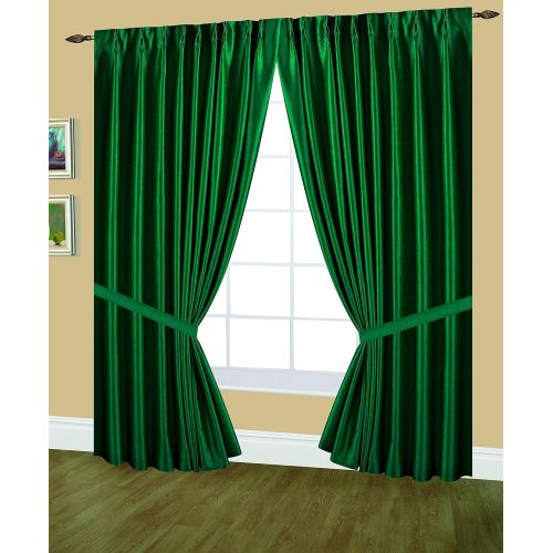  Editex Home Textiles Elaine Lined Pinch Pleated Window Curtain, 144 by 63-Inch, Evergreen