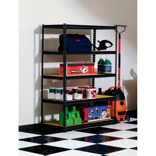  Edsal Muscle Rack 48W x 24D x 72H 5-Shelf Steel Shelving, Black