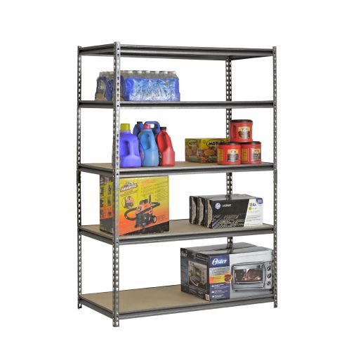  Edsal Muscle Rack 5-Shelf Steel Shelving, Silver-Vein, 24 D x 48 W x 72 H