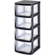 Edsal Muscle Rack PDT4 4-Drawer Tower, Black Frame with Clear-Drawers